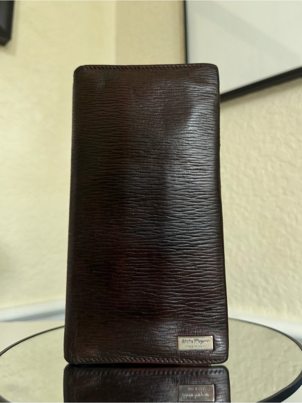 Salvatore Ferragamo "Revival" Gancini Breast Pocket Wallet Checkbook Rustic